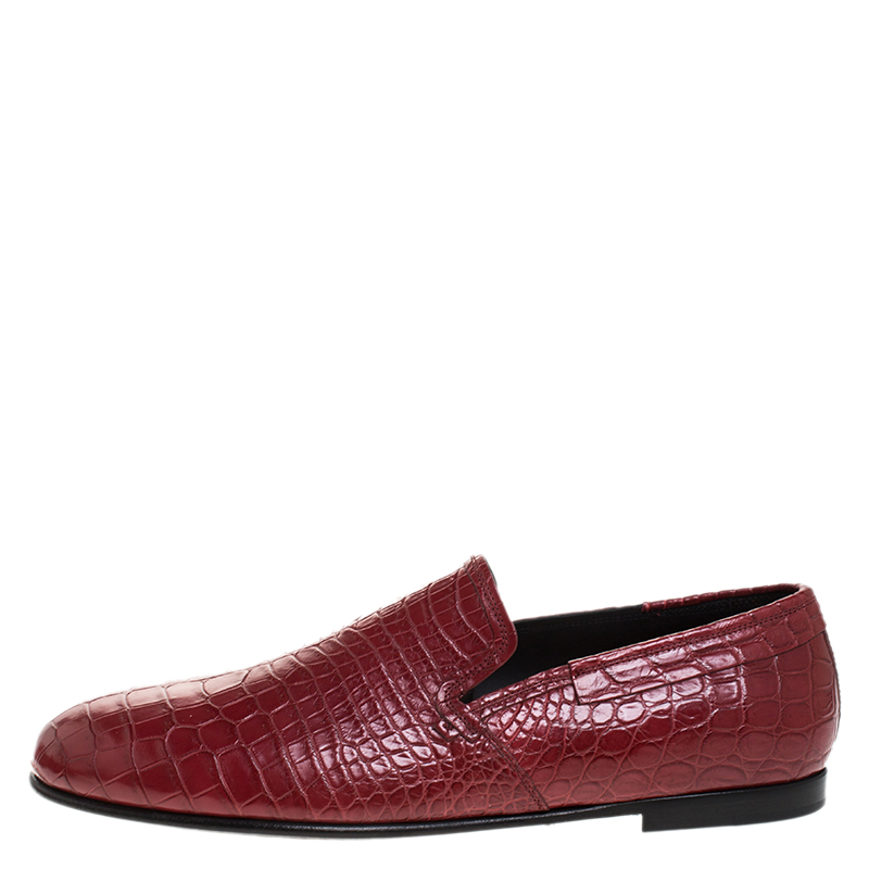 

Dolce & Gabbana Red Crocodile Leather Smoking Slippers Size