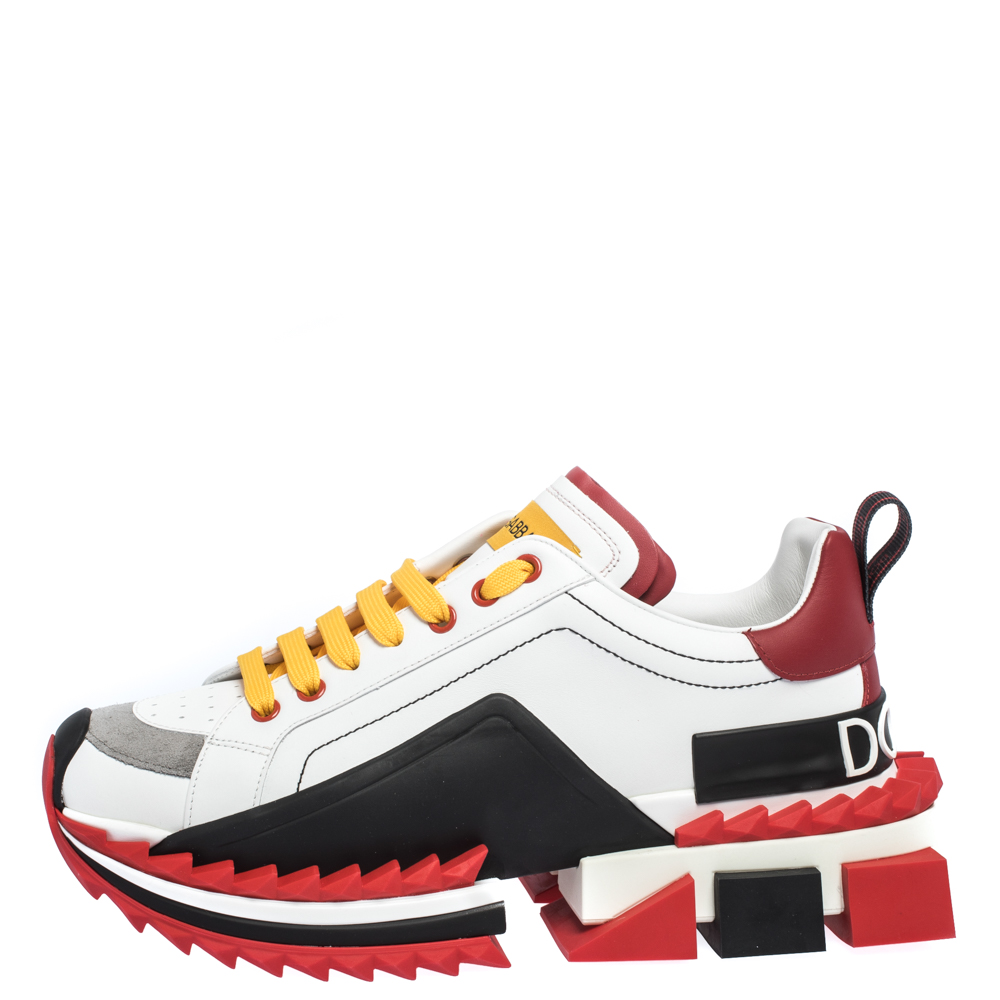 

Dolce & Gabbana Multicolor Leather And Rubber Super King Lace Up Sneakers Size