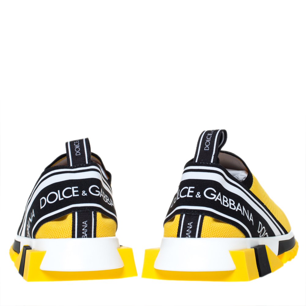 Dolce & Gabbana Yellow Stretch Jersey Logo Print Slip On Sneakers Size 45  Dolce & Gabbana | TLC