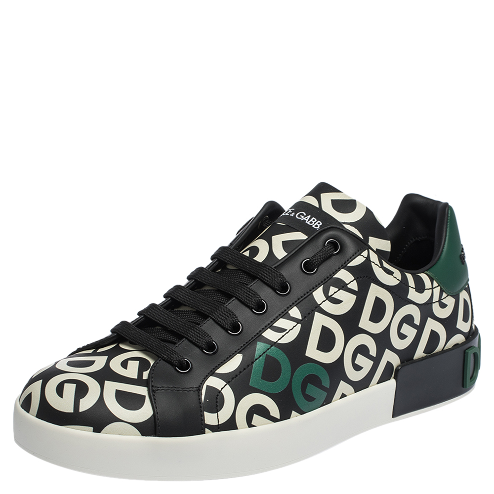 Dolce & Gabbana Multicolor DG Mania Print Leather Low-Top Sneakers Size 44