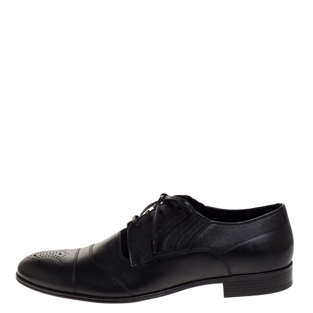 

Dolce & Gabbana Black Leather Wing Tip Lace Up Oxfords Size