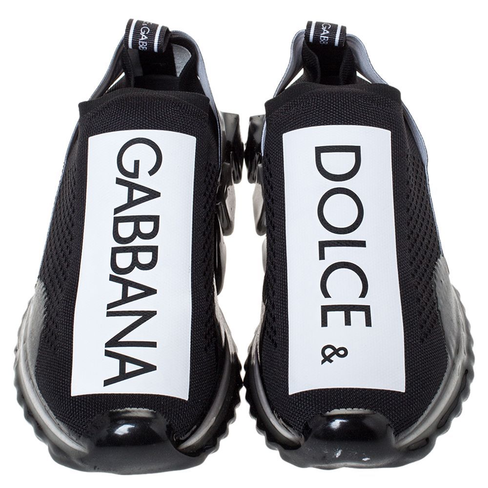 

Dolce & Gabbana Black Stretch Jersey Logo Print Slip On Sneakers Size