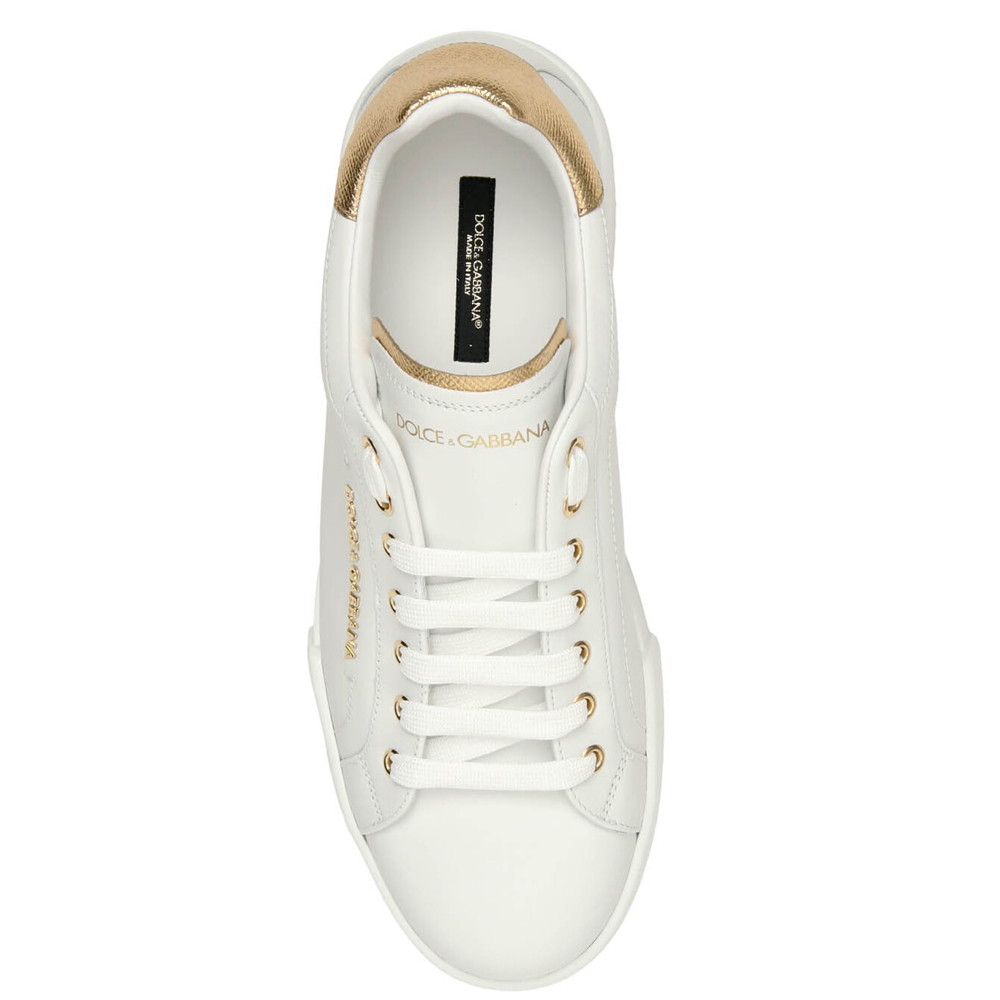 

Dolce & Gabbana White Portofino Leather Sneakers Size