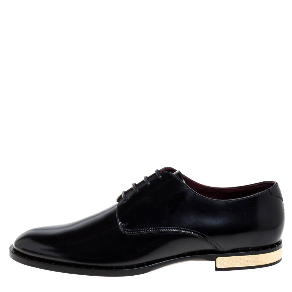 

Dolce & Gabbana Black Leather Spazzolato Studded Derby Size