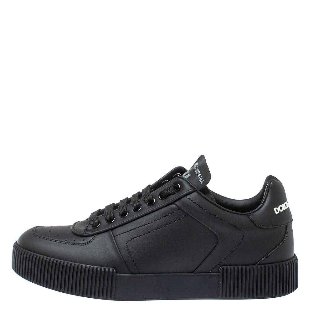 

Dolce & Gabbana Black Leather Miami Logo Trainer Sneakers Size