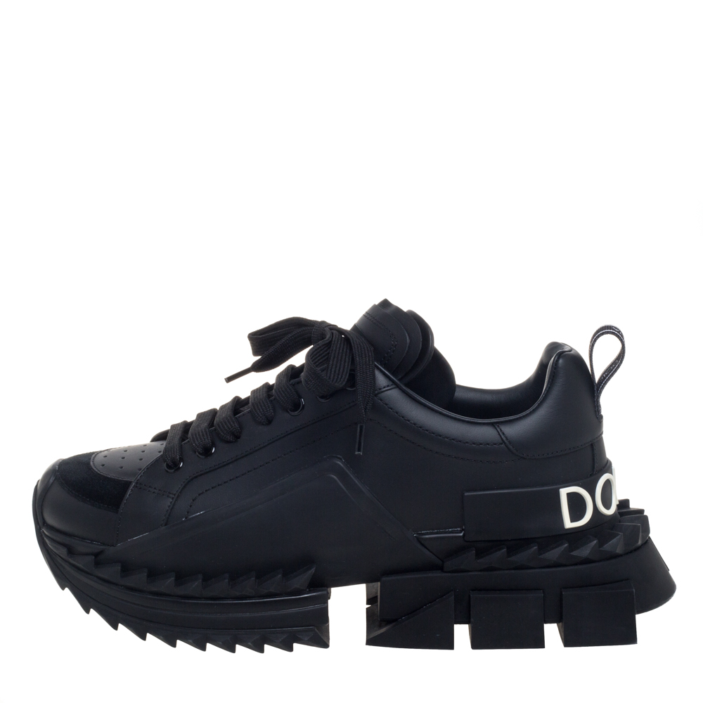 

Dolce & Gabbana Black Suede And Leather Super King Low Top Sneakers Size