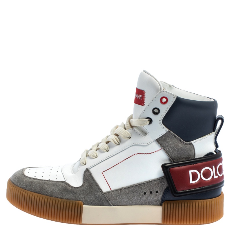 

Dolce & Gabbana White/Grey Leather And Suede High Top Sneakers Size