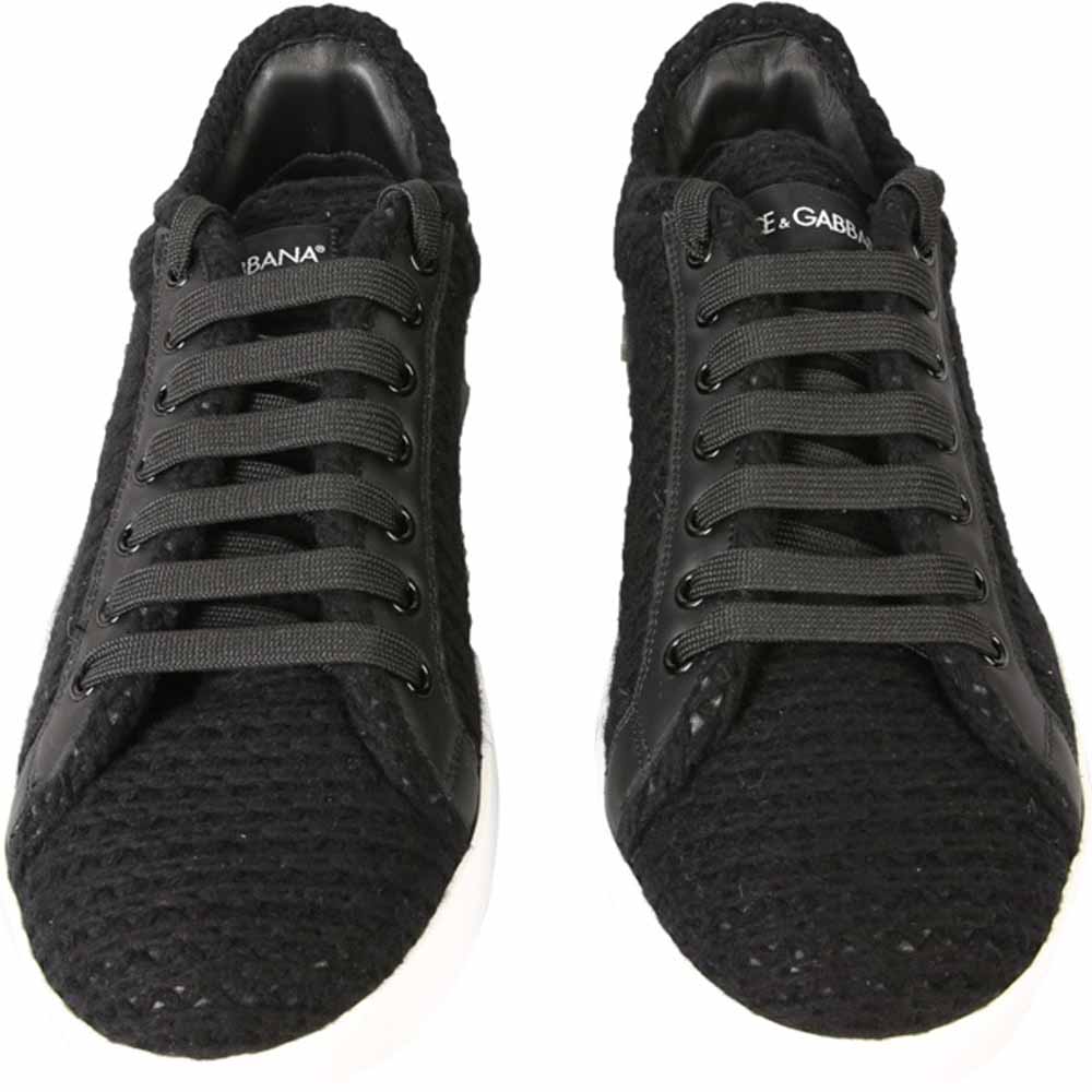 

Dolce & Gabbana Black Knit Portofino Sneakers Size IT