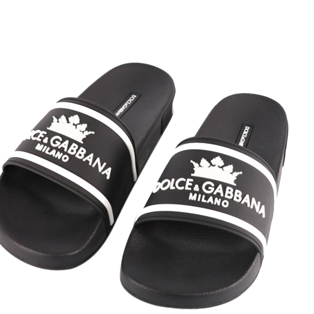 

Dolce & Gabbana Black Beachwear Slide Logo Size EU