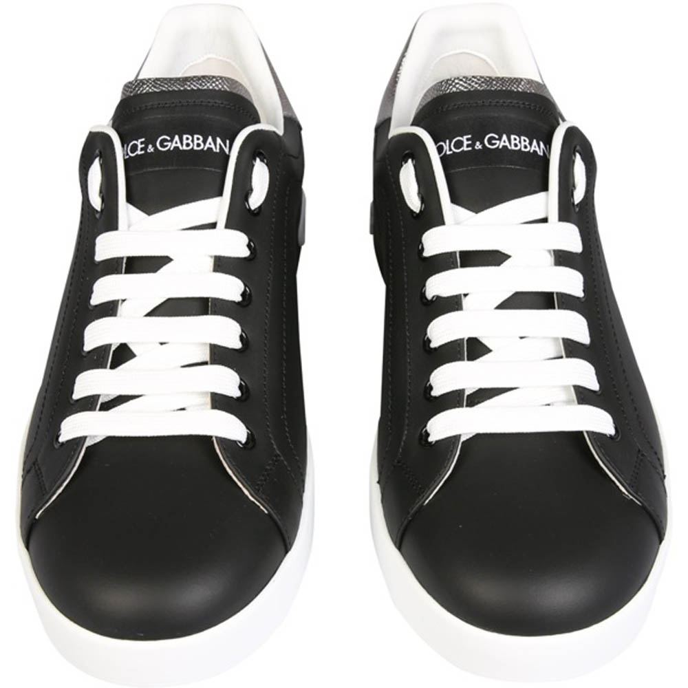 

Dolce & Gabbana Black Leather Portofino Sneakers Size EU