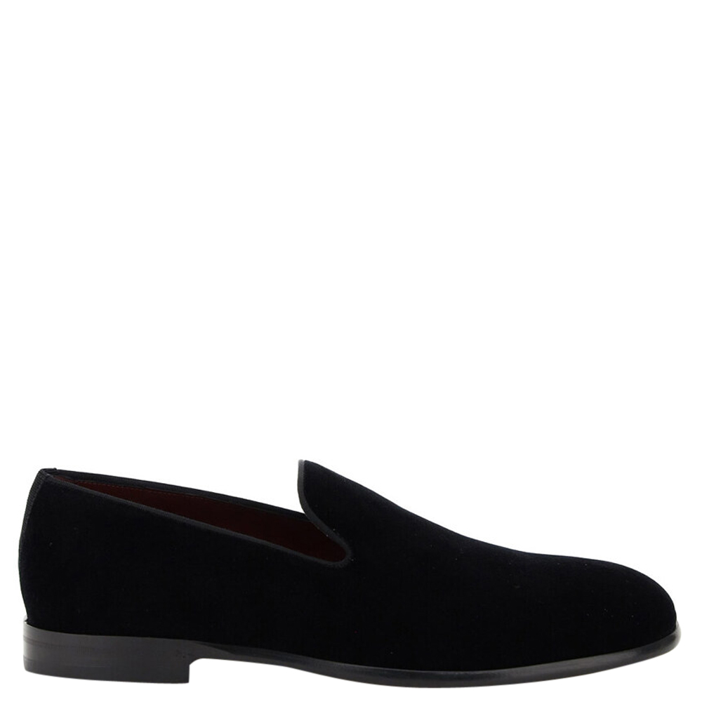 Pre-owned Dolce & Gabbana Black Velvet Leonardo Loafers Size It 43
