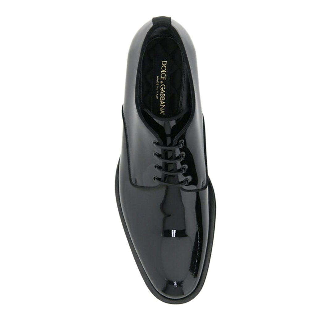 

Dolce & Gabbana Black Glossy Patent Leather Derby Shoes Size IT