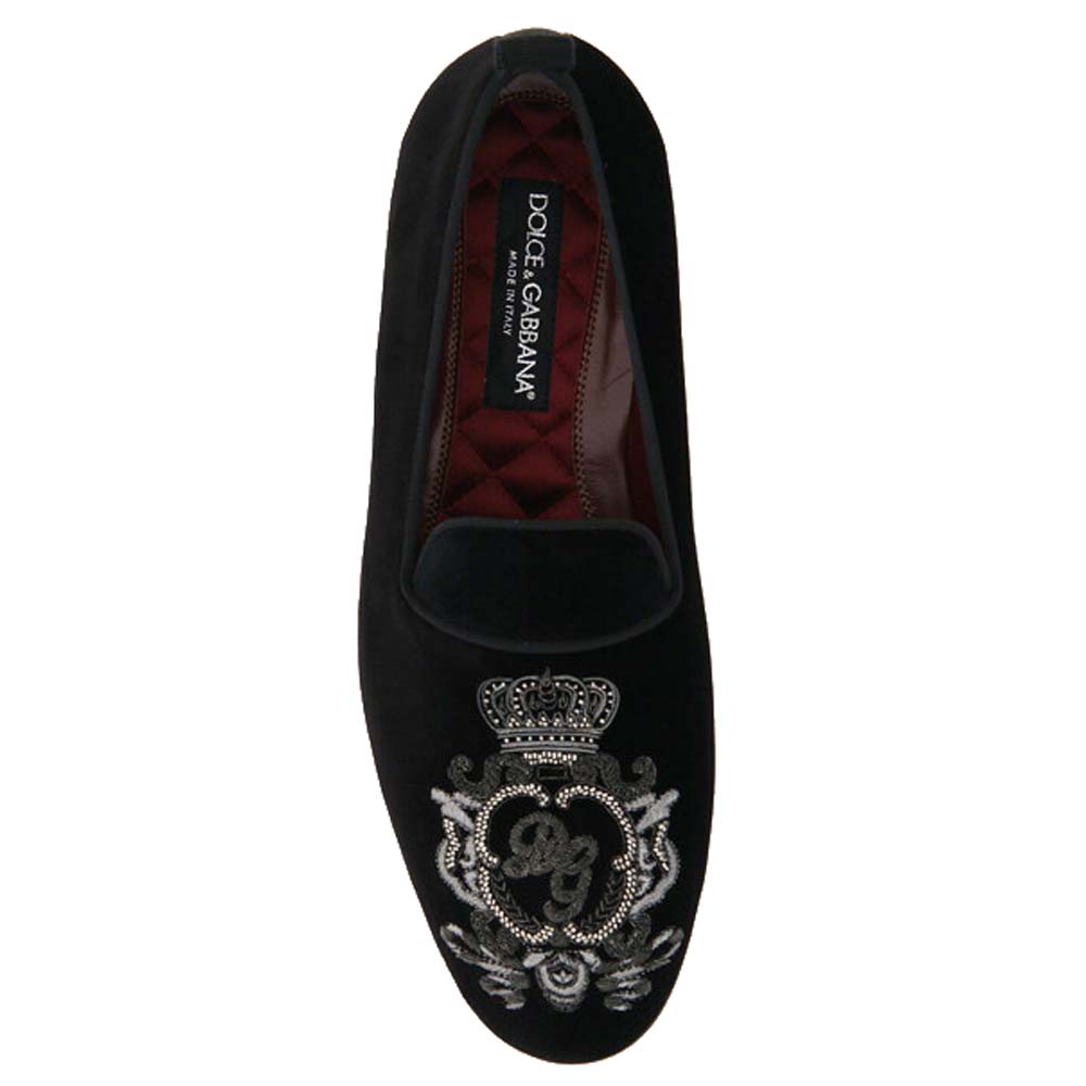 

Dolce & Gabbana Black Velvet Vaticano Slippers Size IT