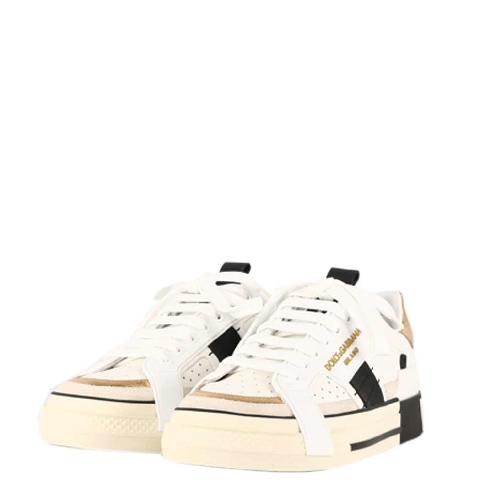 

Dolce & Gabbana White/Gold 2Zero Custom Sneakers Size EU