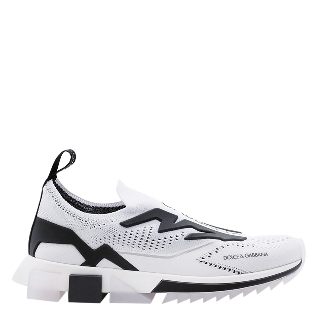 Pre-owned Dolce & Gabbana White/black Sorrento Slip On Sneaker Size 42