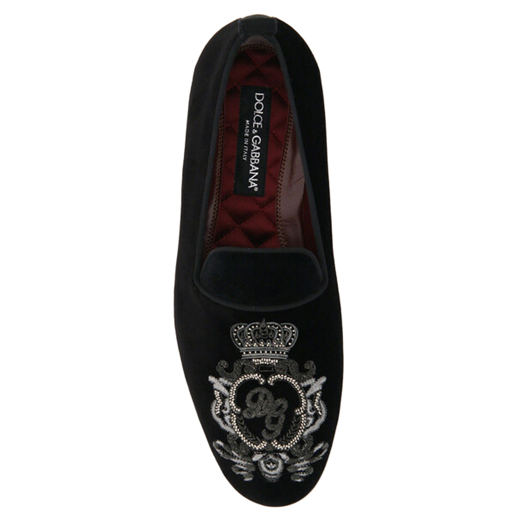 

Dolce & Gabbana Black Velvet Vaticano Slippers Size IT