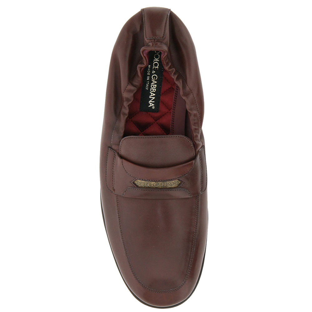 

Dolce & Gabbana Brown Calfskin Leather Branded Tag Loafers Size IT