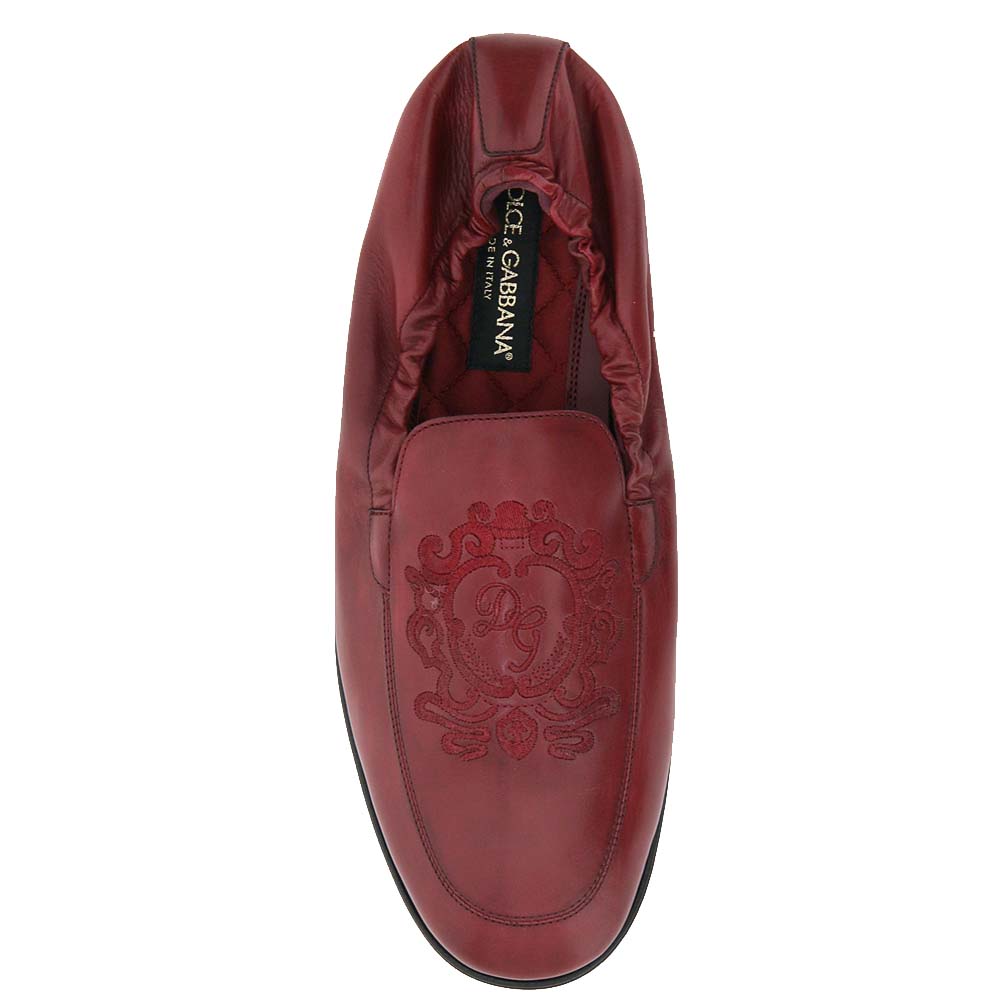 

Dolce & Gabbana Red Leather Coat Of Arms Embroidery Loafers Size IT