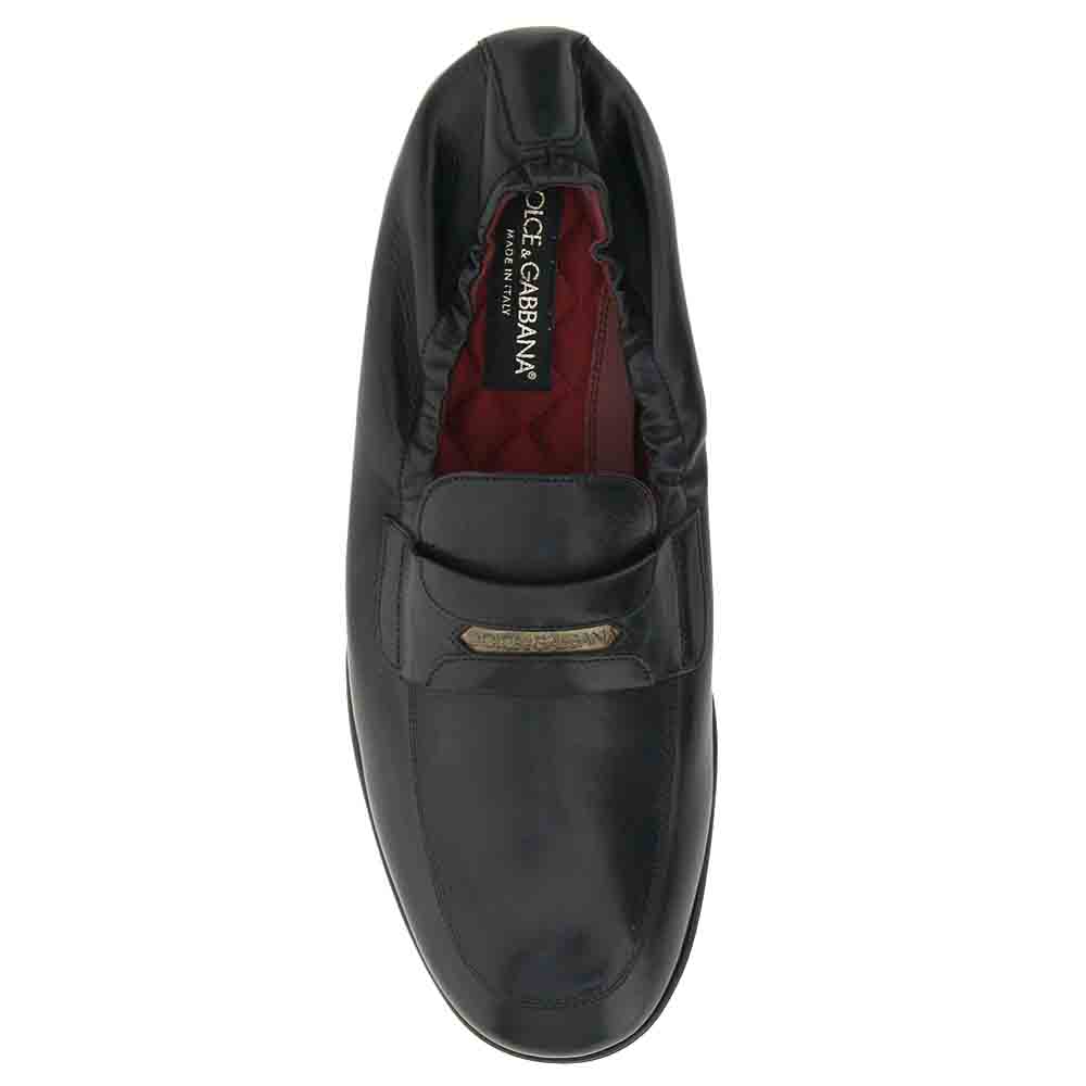 

Dolce & Gabbana Black Calfskin Leather Branded tag Loafers Size IT