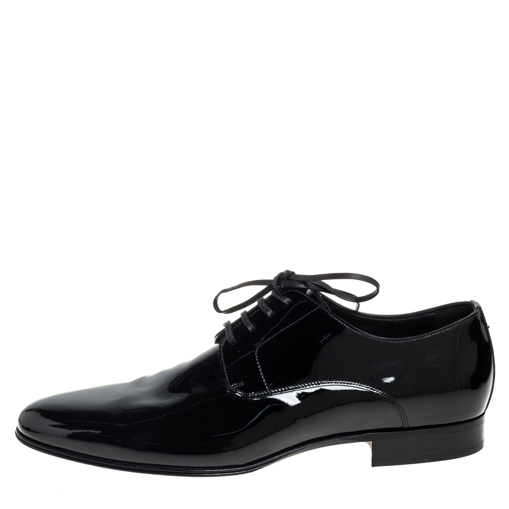 

Dolce & Gabbana Black Patent Leather Lace Up Derby Size