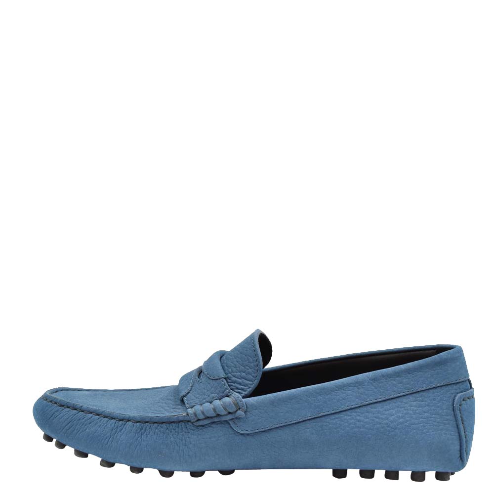 Pre-owned Dolce & Gabbana Blue Leather Genova Loafers Size Eu 41