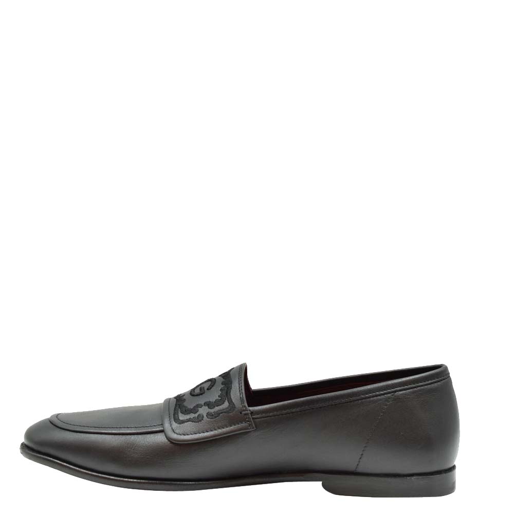 Pre-owned Dolce & Gabbana Black Leather Loafers Size Eu 43