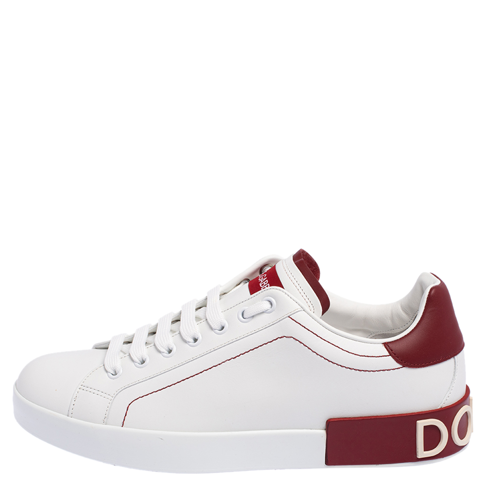 

Dolce & Gabbana White Leather Portofino Low Top Sneakers Size