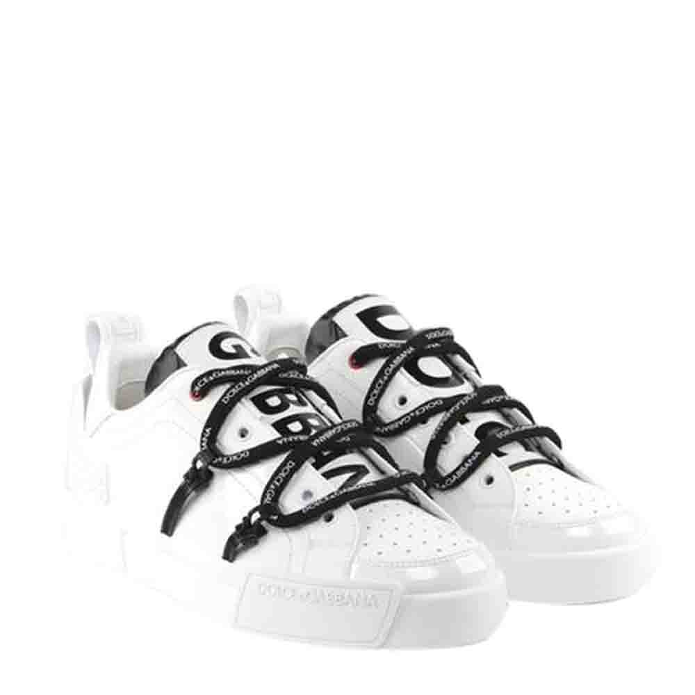 

Dolce & Gabbana White Portofino Patent Leather Sneakers Size EU
