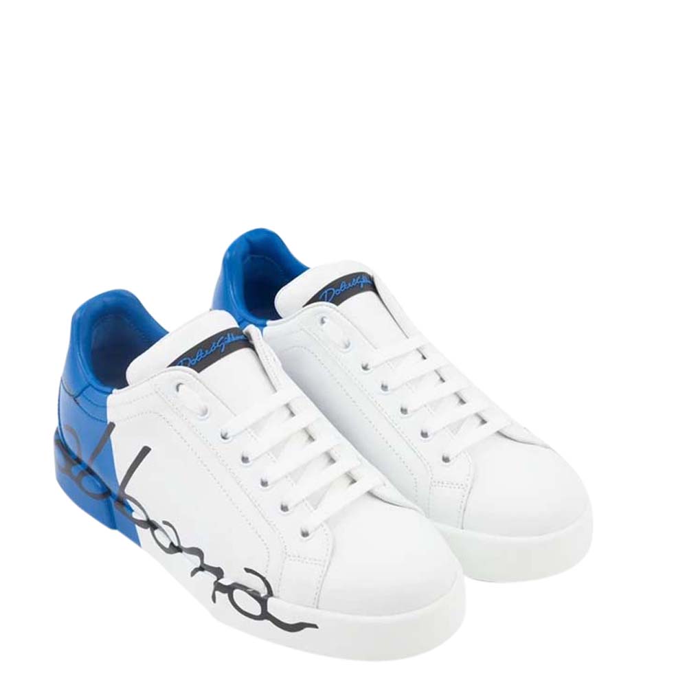 

Dolce & Gabbana White/Blue Portofino Sneakers Size EU