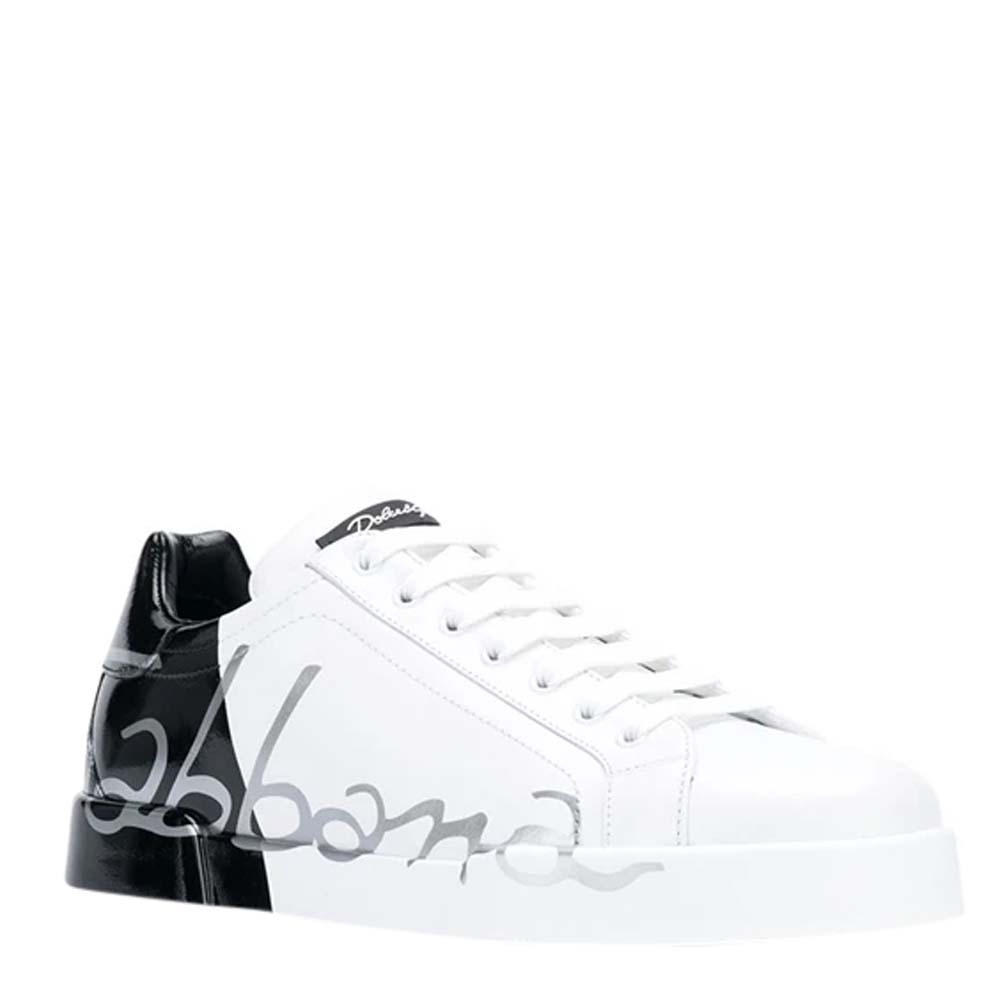 

Dolce & Gabbana White/Black Portofino Sneakers Size EU