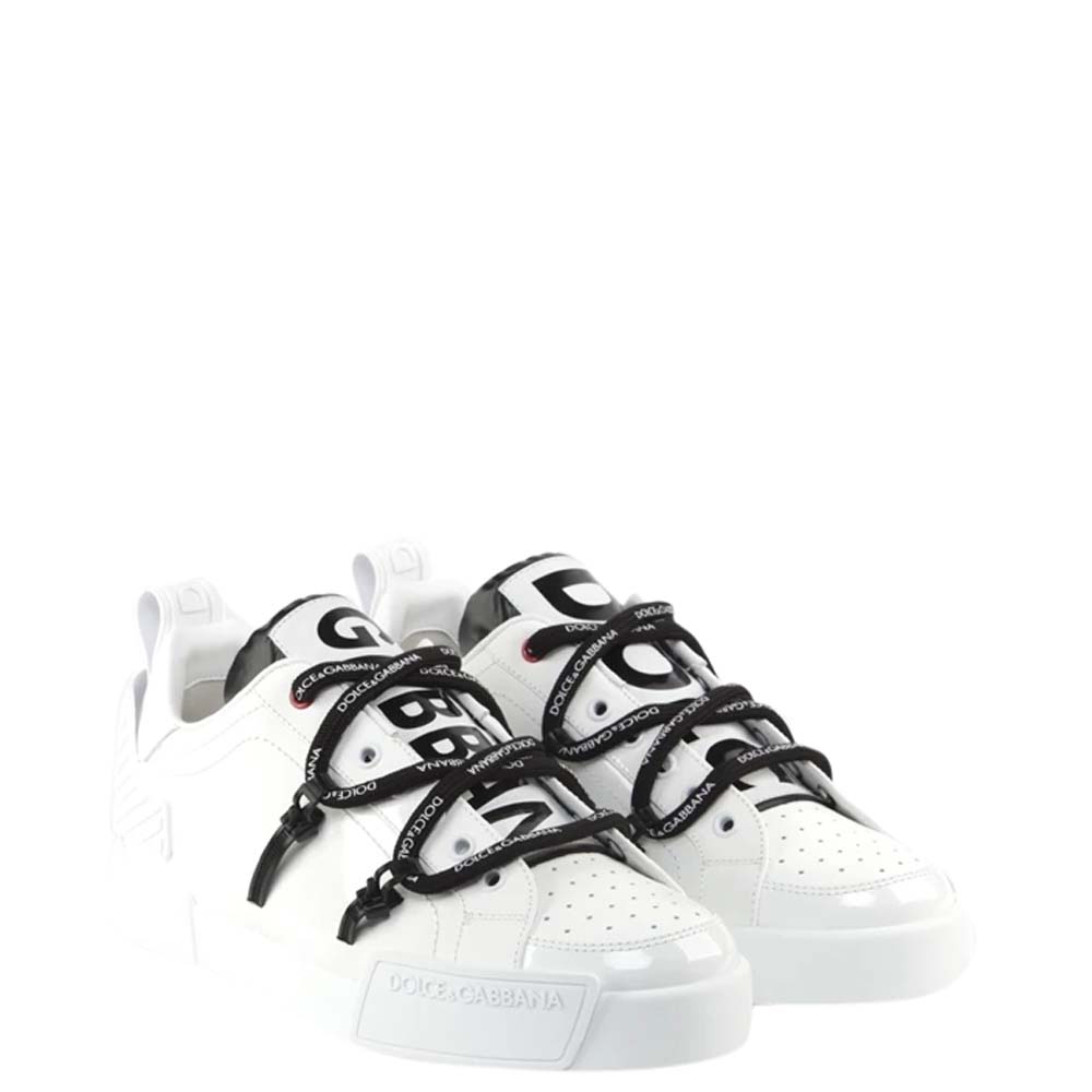 

Dolce & Gabbana White Portofino Patent Leather Sneakers Size EU