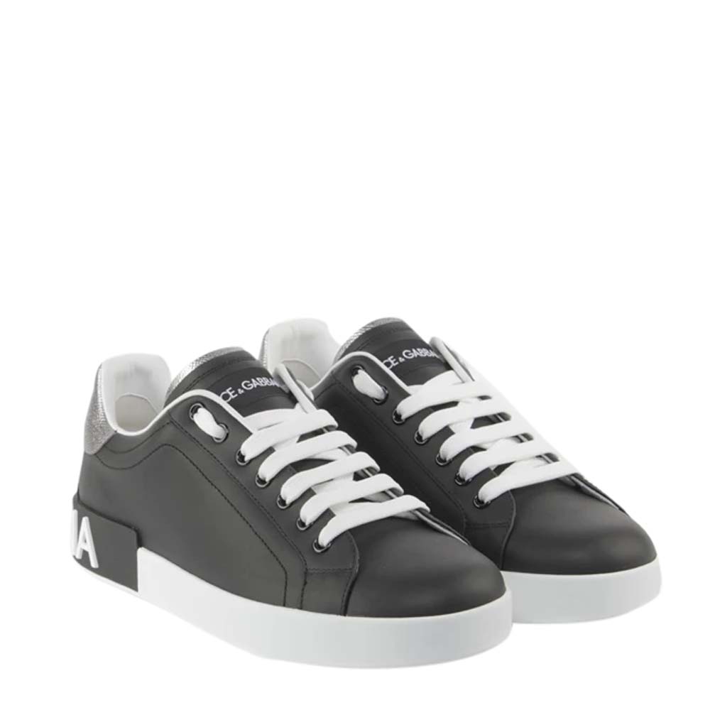 

Dolce & Gabbana White/Black Portofino Sneakers Size EU