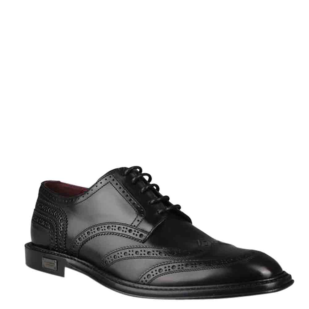 

Dolce & Gabbana Black Leather Detail Derby Shoes Size EU