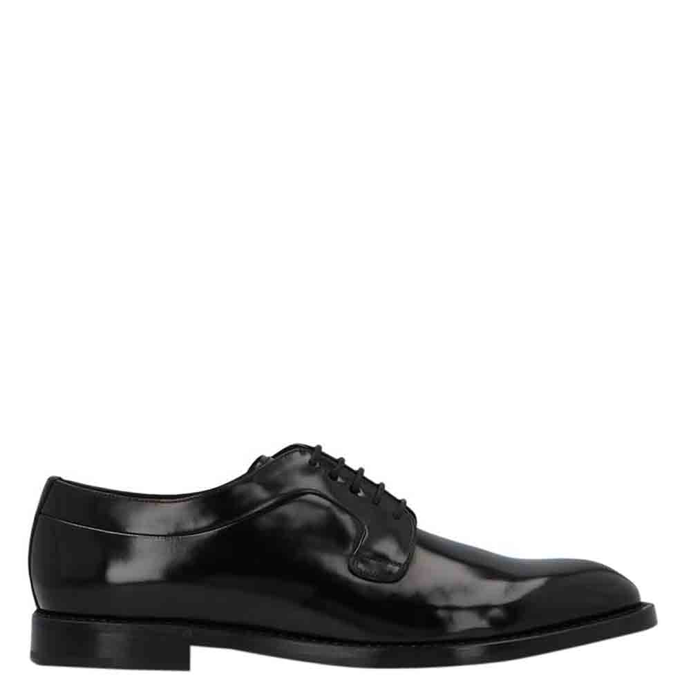 Pre Owned Dolce & Gabbana Black Brushed Clafskin Derby Size EU 44