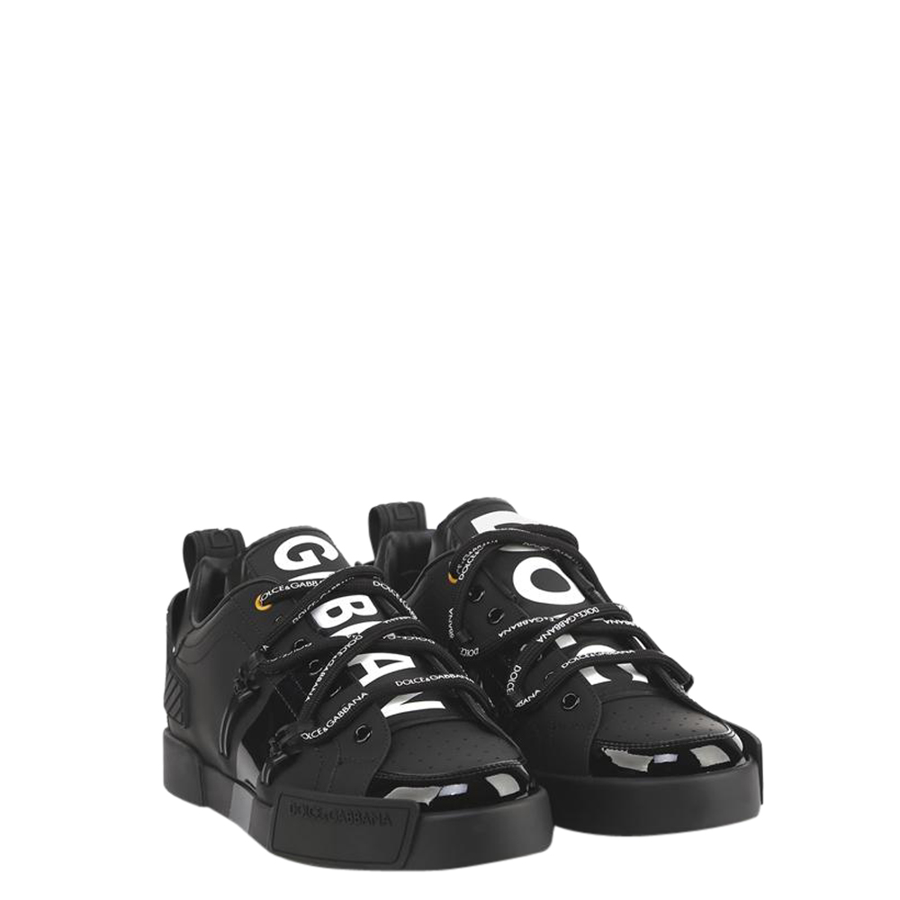 

Dolce & Gabbana Black Patent Leather Portofino Sneakers Size EU