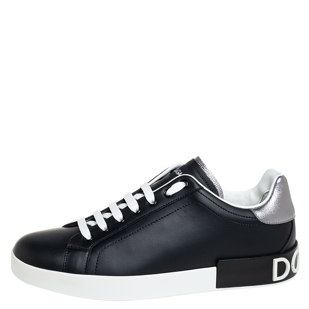 

Dolce & Gabbana Black Leather Portofino Low Top Sneakers Size