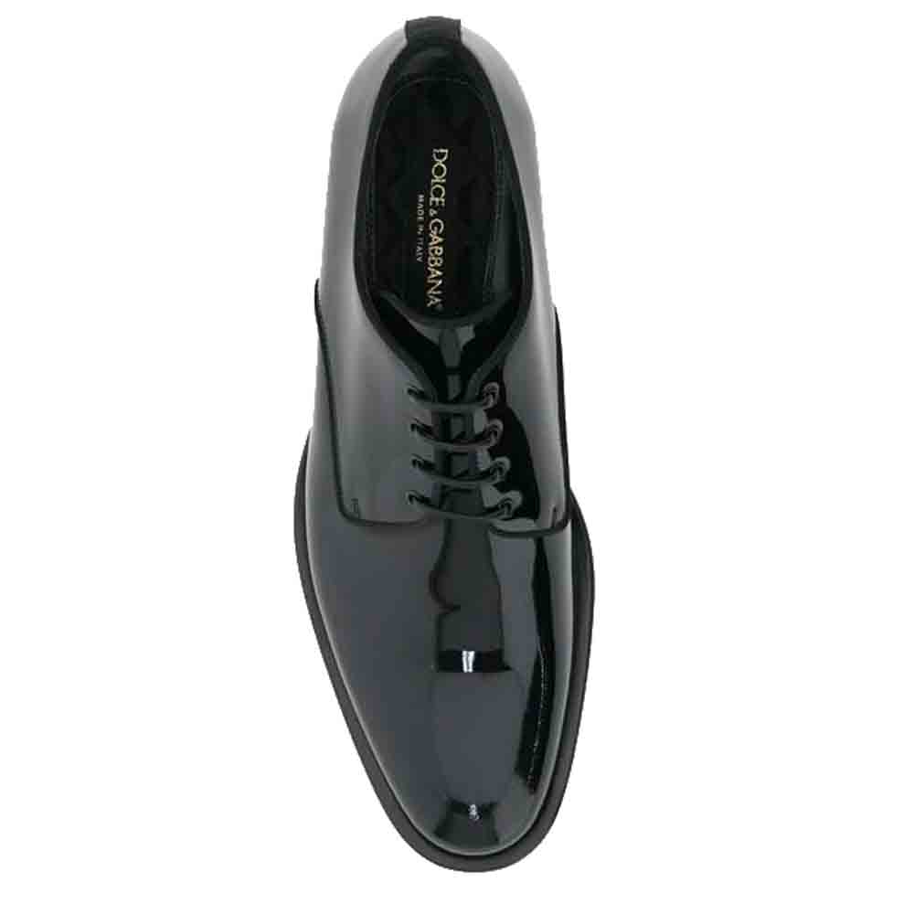 

Dolce & Gabbana Black Patent Leather Derby Shoes Size IT
