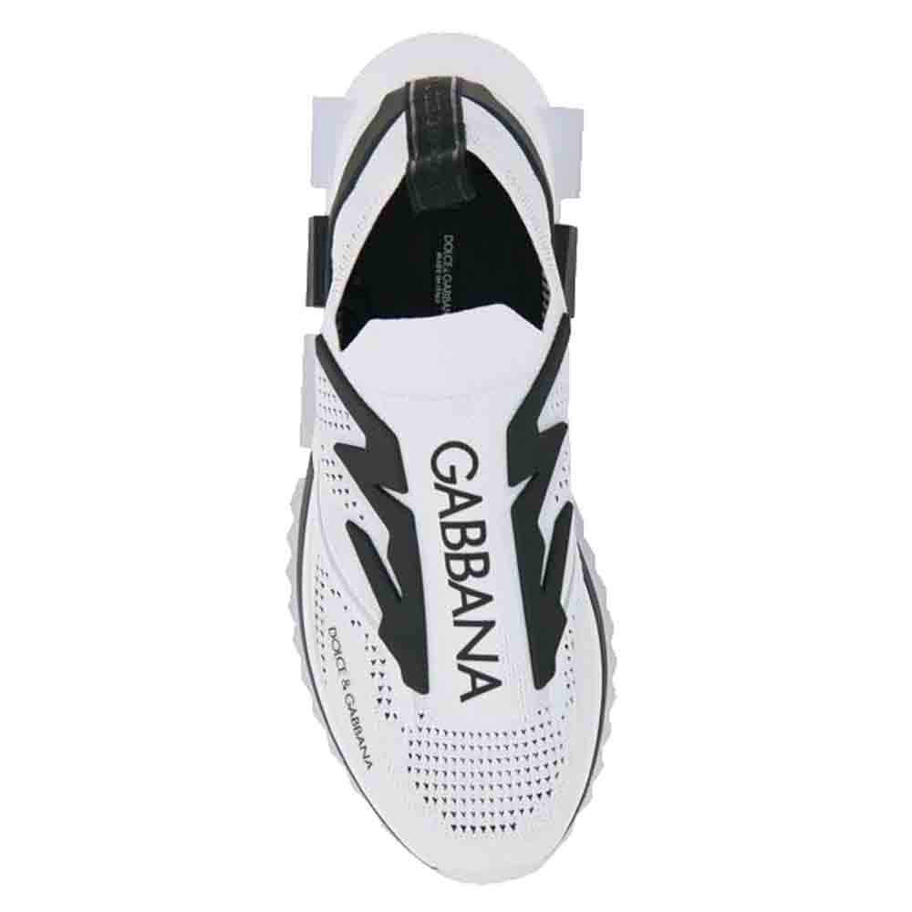 

Dolce & Gabbana White/Black Stretch Jersey Sorrento Slip-On Sneakers Size IT