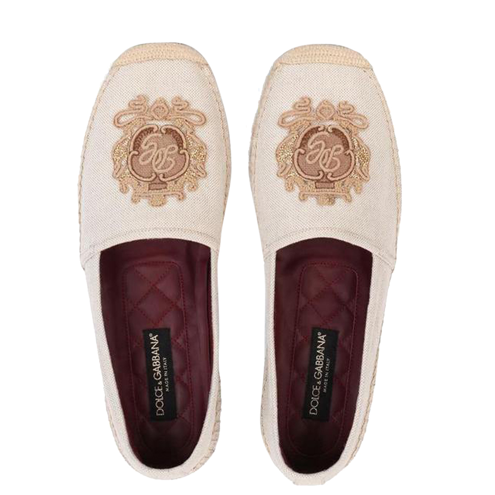 

Dolce & Gabbana Beige Canvas Boccaccio Embroidery Espadrilles Size EU