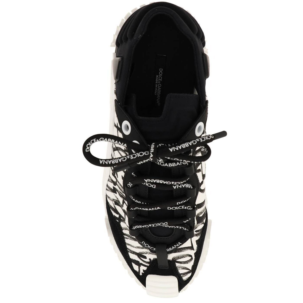 

Dolce & Gabbana Black/White Mixed-Materials NS1 Logo Print Sneakers Size IT
