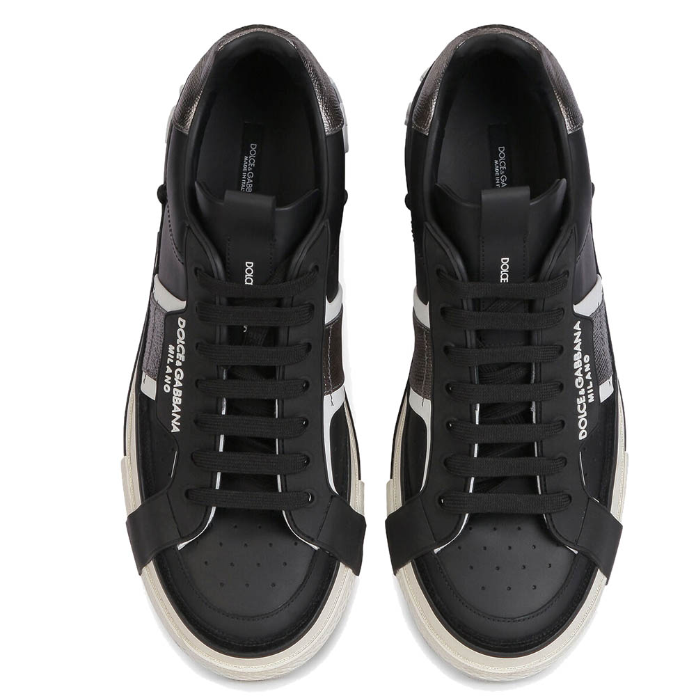 

Dolce & Gabbana Black Custom 2.Zero Leather Sneakers Size EU