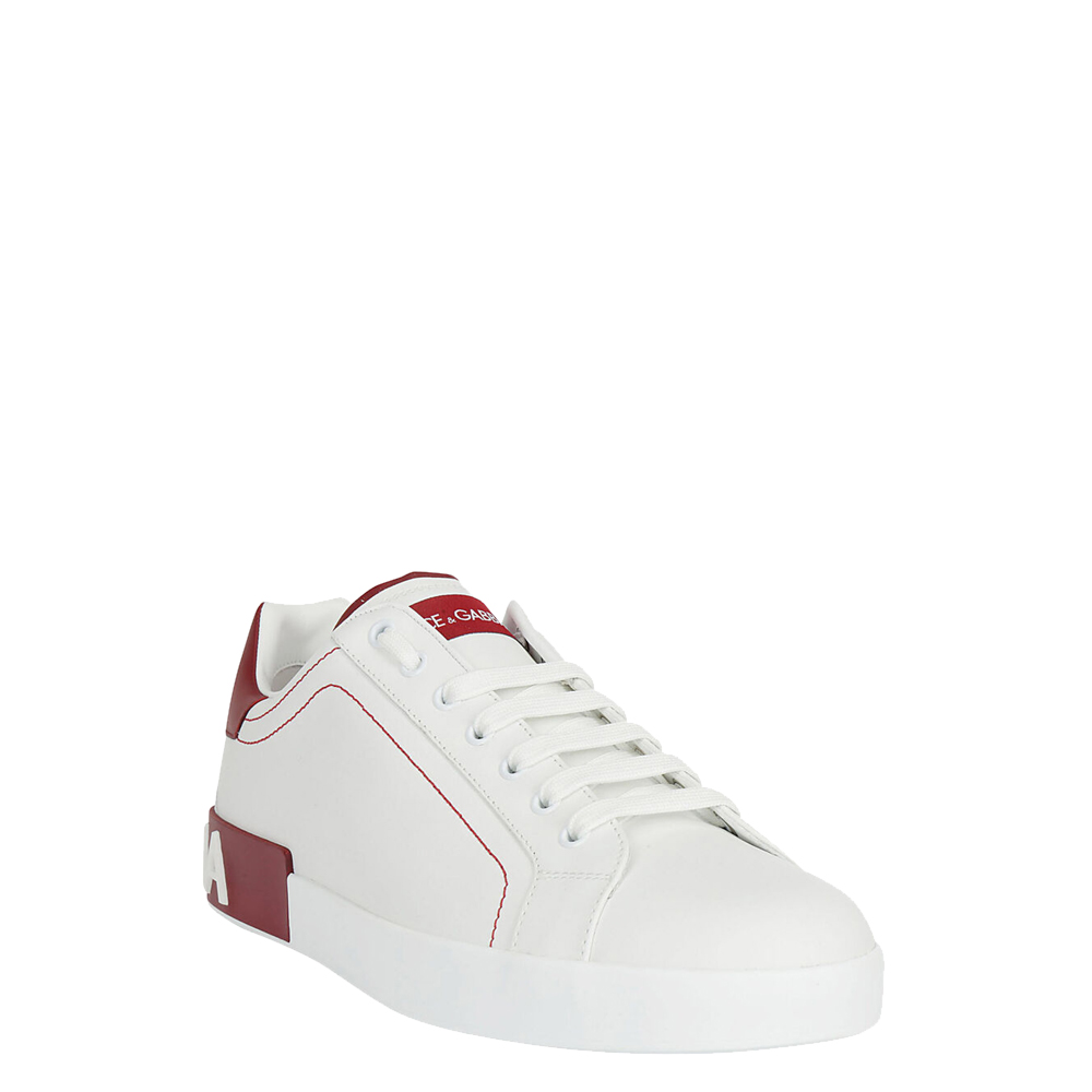 

Dolce & Gabbana White/Red Calfskin nappa Portofino sneakers Size IT