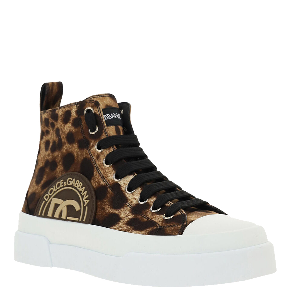 

Dolce & Gabbana Brown/White leopard Print Portofino Light Mid-Top Sneakers Size  IT