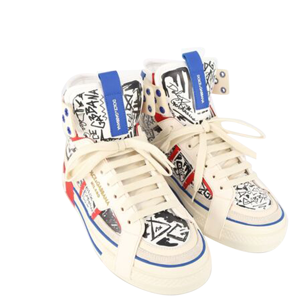 

Dolce & Gabbana Multicolor Calfskin Graffiti Print Custom 2.Zero high-top sneakers Size EU