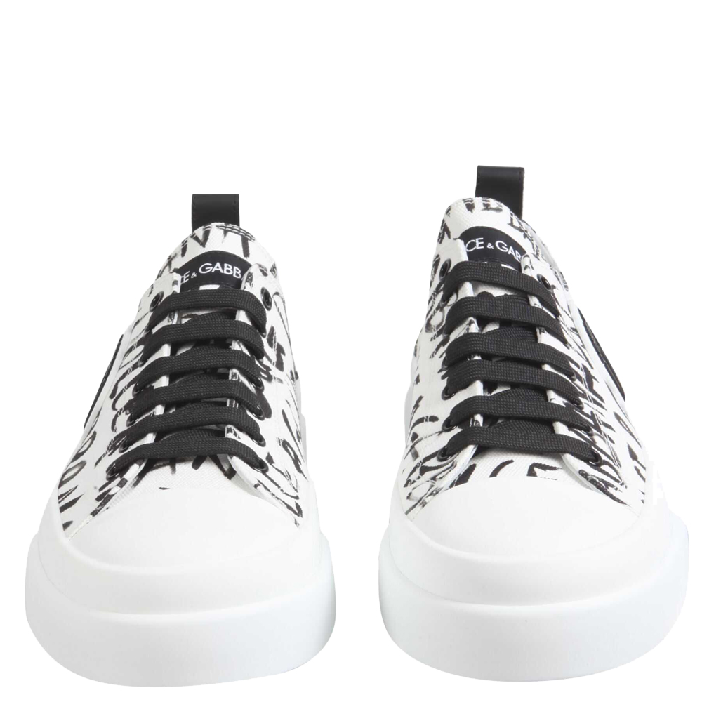 

Dolce & Gabbana White/Black DG Logo Print Portofino Light Sneaker Size IT