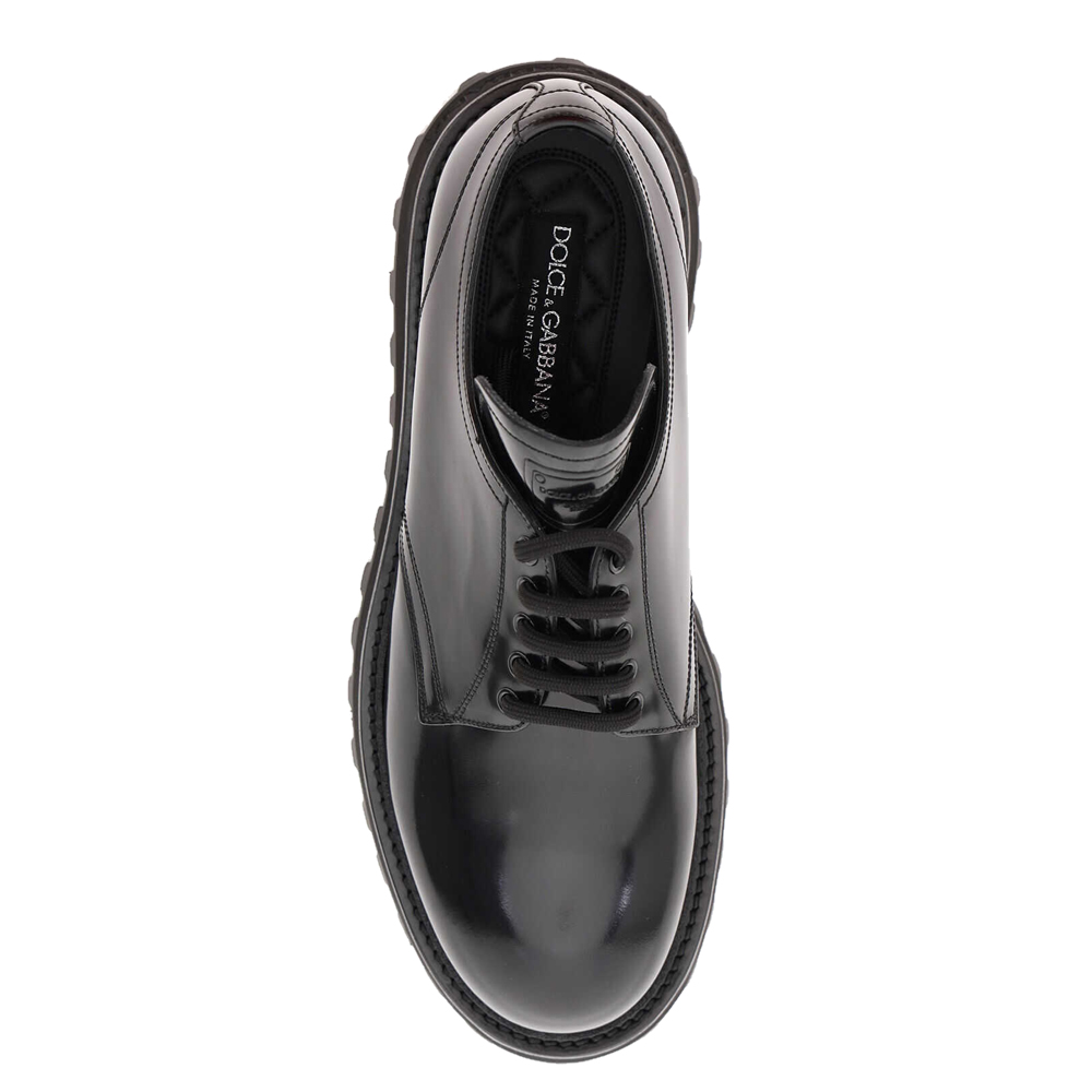 

Dolce & Gabbana Black Brushed Leather Derby Size IT