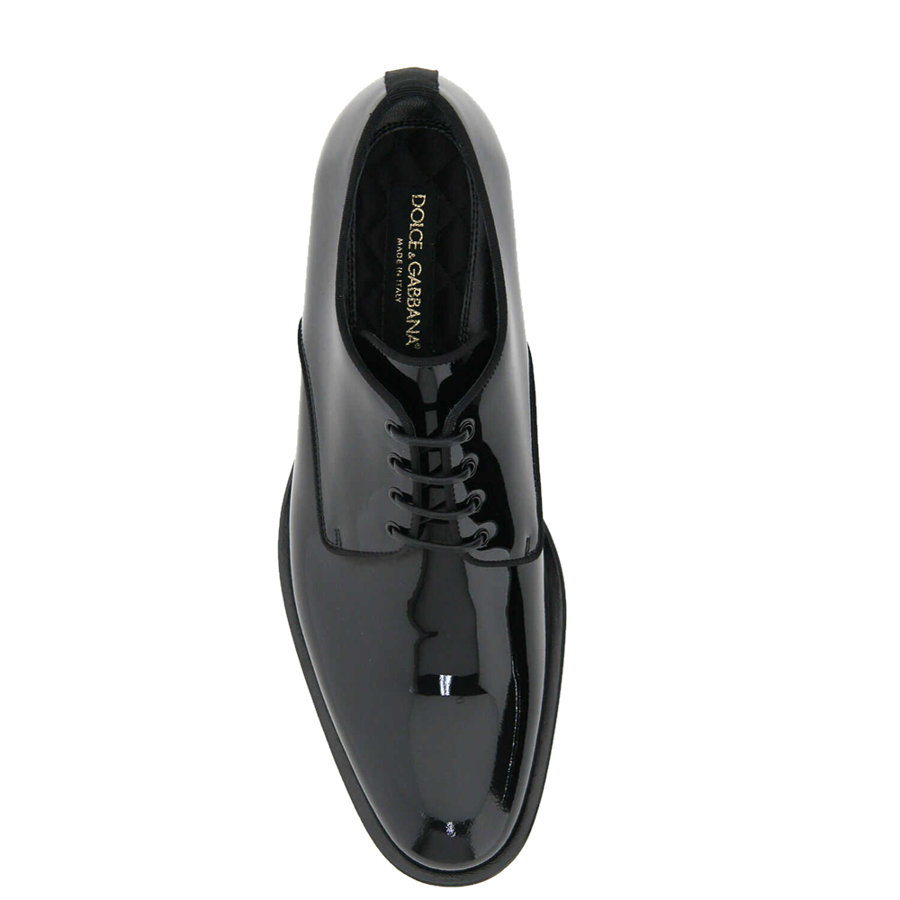 

Dolce & Gabbana Black Glossy Patent Leather Derby Laceup Shoes Size IT