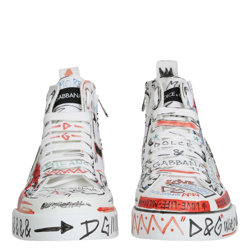 

Dolce & Gabbana Multicolour Hand-Painted Graffiti Portofino Mid-Top Sneakers Size IT, Multicolor