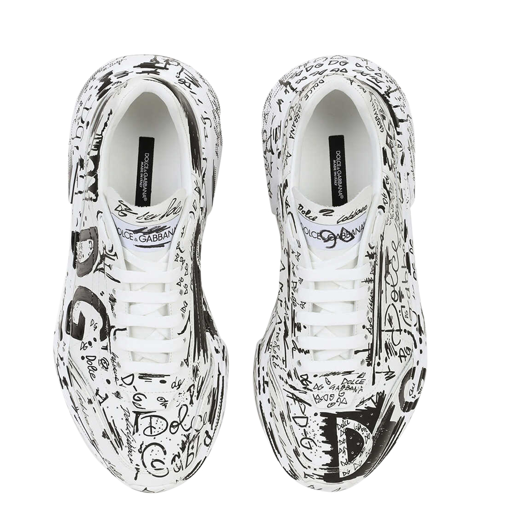 

Dolce & Gabbana White Hand Painted Graffiti Daymaster Sneakers Size EU, Black