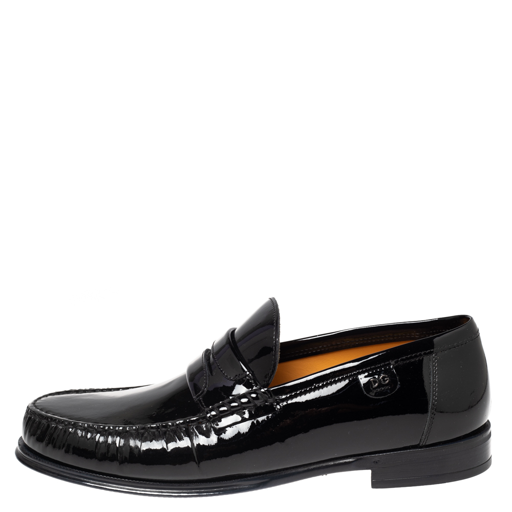 

Dolce & Gabbana Black Patent Leather Penny Loafers Size